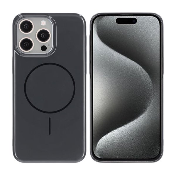 iPhone 15 Pro Max Kuori TPU MagSafe Kiiltävä Musta