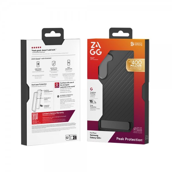 ZAGG Samsung Galaxy S25 Plus -suojakuori Denali Kickstand Musta
