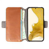 Krusell Samsung Galaxy S22 Kotelo Leather PhoneWallet Konjakki