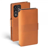 Krusell Samsung Galaxy S22 Ultra Kotelo Leather PhoneWallet Konjakki
