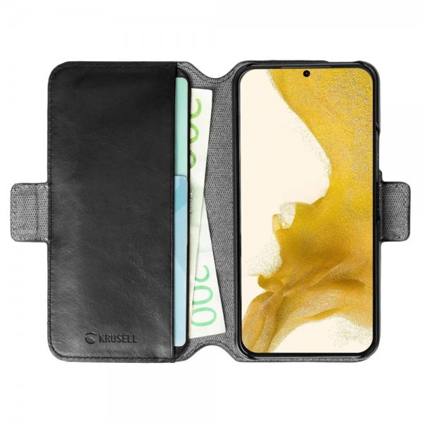 Krusell Samsung Galaxy S20 FE -kotelo, Leather PhoneWallet, musta