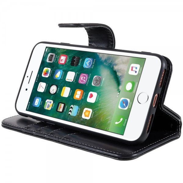 Nordic Covers iPhone 7/8/SE Essential Leather Raven Black -kotelo