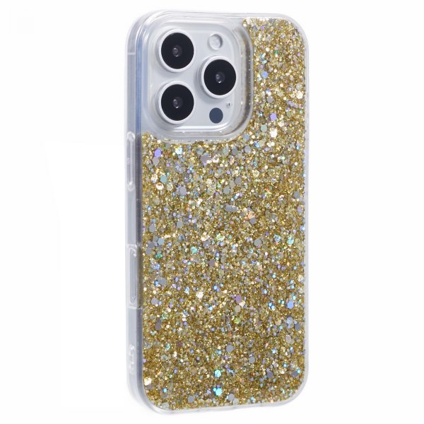 Nordic Covers iPhone 16 Pro Max -suojakuori, Sparkle Series, Citrine Gold
