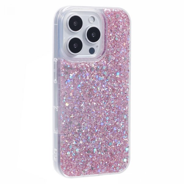 Nordic Covers iPhone 16 Pro -kuori, Sparkle Series, Blossom Pink