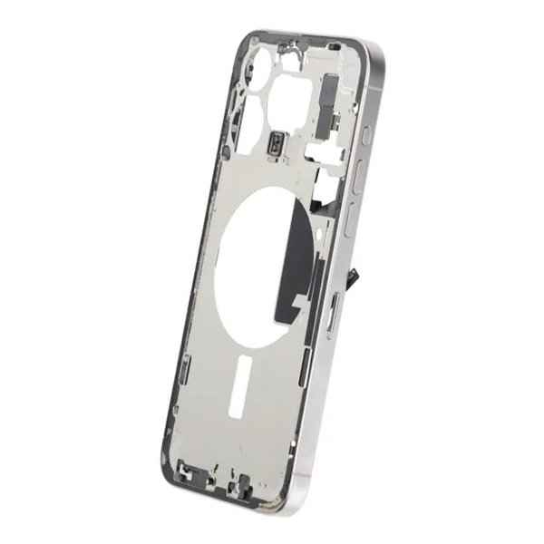 Keskikehys pikkutarvikkeilla iPhone 15 Pro Max - Valkoinen Titaani OEM