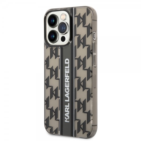 Karl Lagerfeld iPhone 14 Pro Kuori Monogram Vertical Stripe Musta