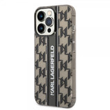 Karl Lagerfeld iPhone 14 Pro Kuori Monogram Vertical Stripe Musta