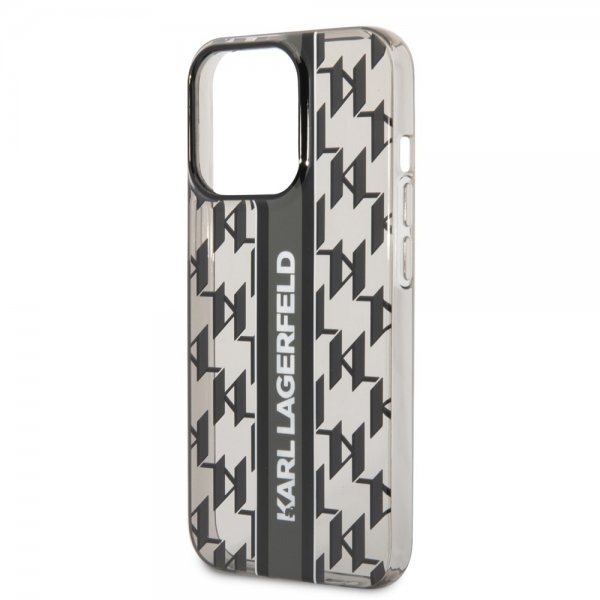 Karl Lagerfeld iPhone 14 Pro Kuori Monogram Vertical Stripe Musta