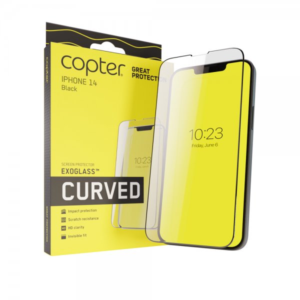 Copter iPhone 14 -näytönsuoja Exoglass Curved Fullglue Black
