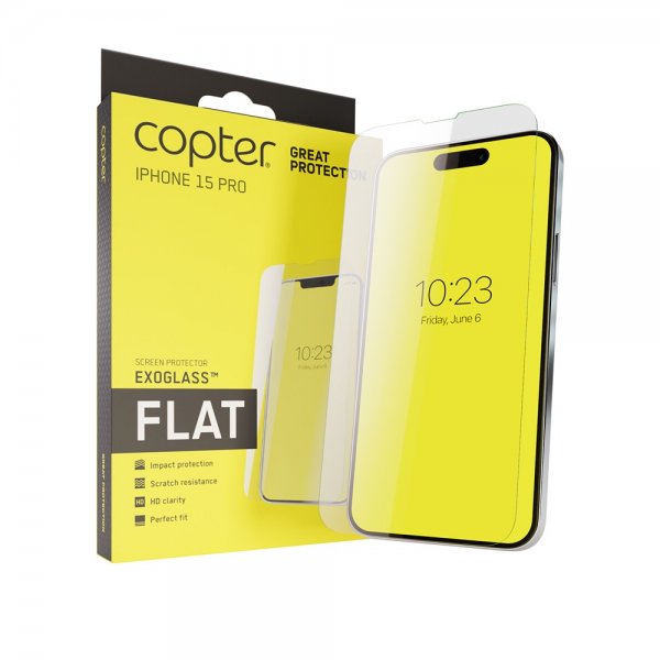 Copter iPhone 15 Pro -näytönsuoja Exoglass Flat