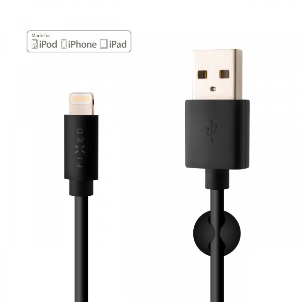 Kiinteä USB-A–Lightning-kaapeli 2 m musta