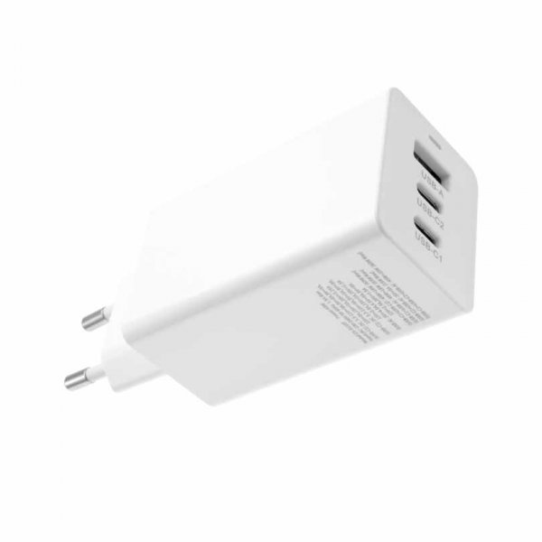 Fixed GaN-matkalaturi USB-A & 2xUSB-C 65W