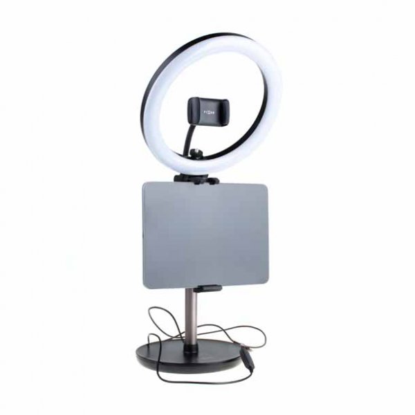 Kiinteä LED-rengas pöytäteline tabletille/puhelimelle