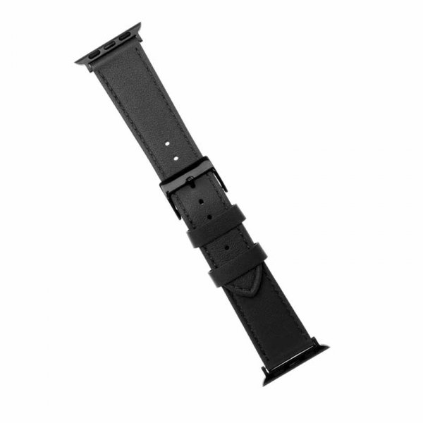 Kiinteä Apple Watch 44/45/46mm/Apple Watch Ultra ranneke, nahkaranneke, musta