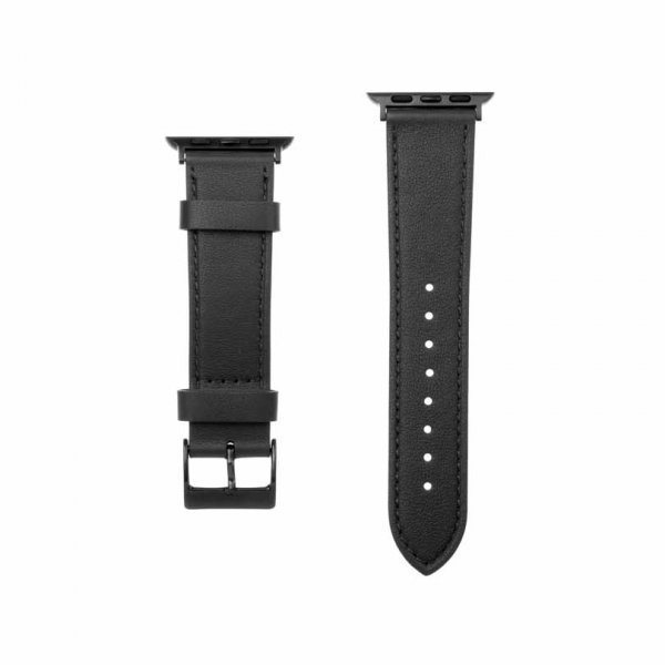 Kiinteä Apple Watch 44/45/46mm/Apple Watch Ultra ranneke, nahkaranneke, musta
