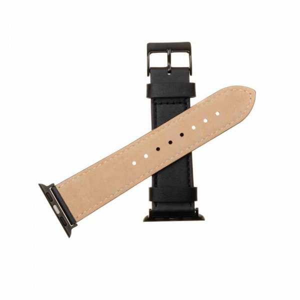 Kiinteä Apple Watch 44/45/46mm/Apple Watch Ultra ranneke, nahkaranneke, musta
