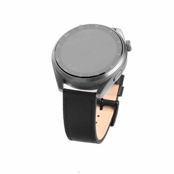 Korjattu Samsung Galaxy Watch 22mm ranneke nahkaranneke Musta
