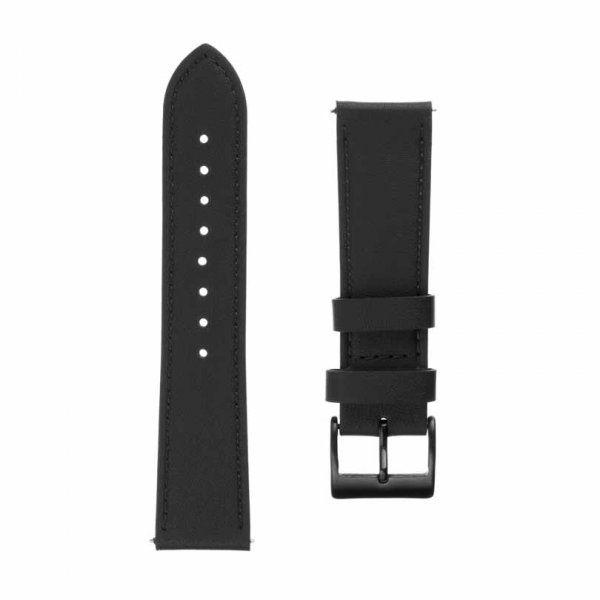 Korjattu Samsung Galaxy Watch 22mm ranneke nahkaranneke Musta