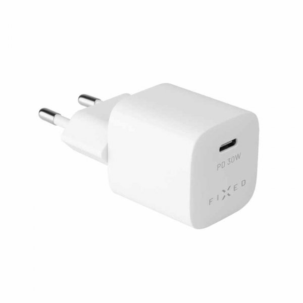 Fixed Laturi kaapelilla Mini PD Travel Charger Kit USB-C/USB-C 30W Valkoinen