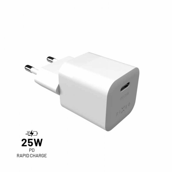 Fixed Laddare Mini PD Travel Charger USB-C 25W Valkoinen