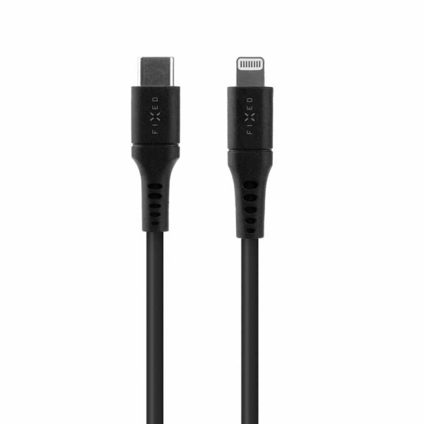 Fixed Kabel Liquid Silicone USB-C/Lightning 1,2 m, musta