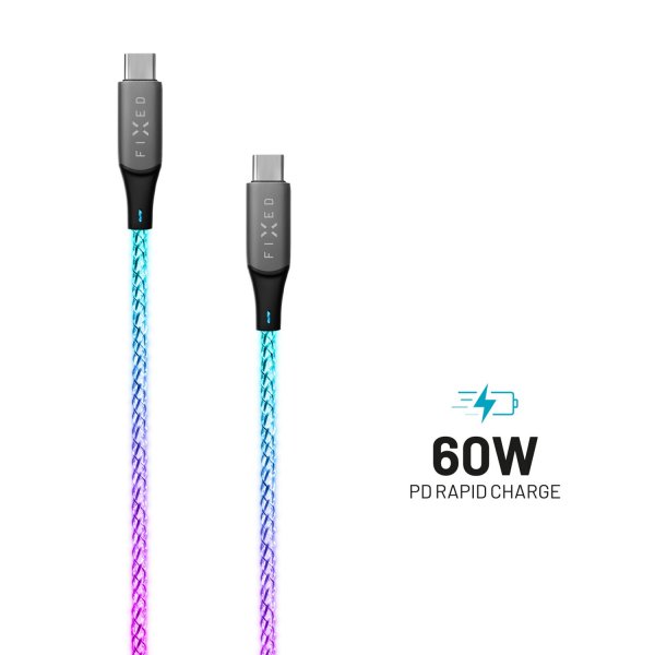 Kiinteä Kaapeli Hohtava RGB LED USB-C–USB-C 1.2m