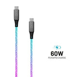 Kiinteä Kaapeli Hohtava RGB LED USB-C–USB-C 1.2m