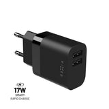 Fixed Laturi 2xUSB-A 17W Musta