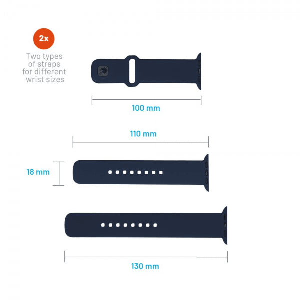 Kiinteä Apple Watch 38/40/41/42mm ranneke Silikoninen Sport Strap Tummansininen