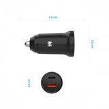 Kiinteä autolaturi USB-C/USB-A 20W