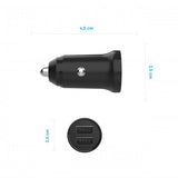 Kiinteä Mini Autolaturi USB-C-kaapelilla 1m 15W Musta