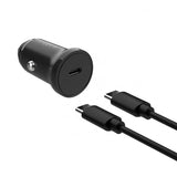 Kiinteä autolaturi USB-C-kaapelilla 1m 20W PD Musta
