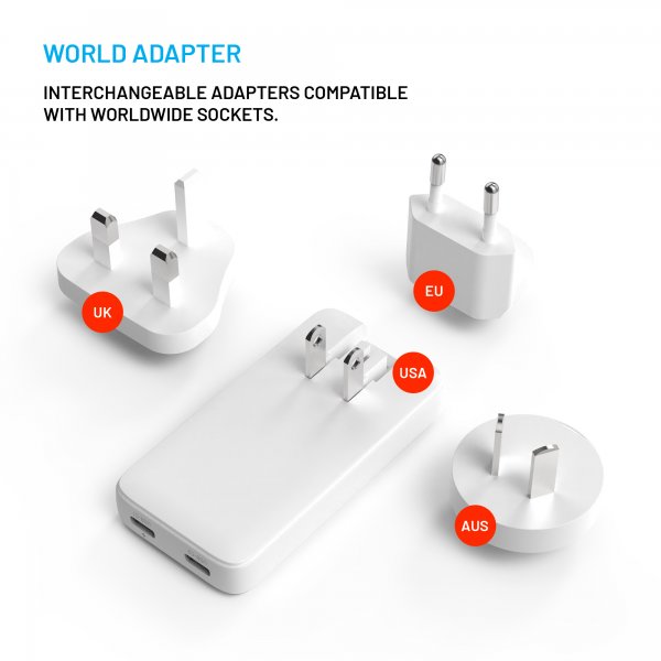 Kiinteä matkalaturi Slim Traveller 2xUSB-C 45W