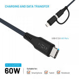 Fixed Kaapeli 2in1 USB-C/Lightning 60W 3m Musta