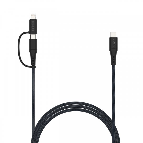 Fixed Kaapeli 2in1 USB-C/Lightning 60W 1.2m Musta