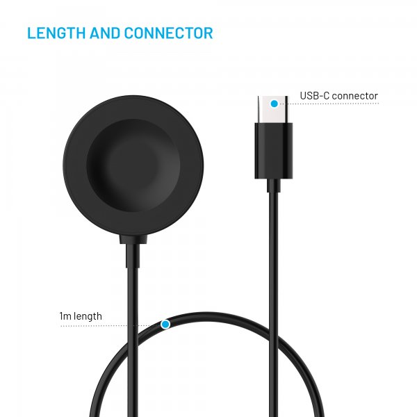 Kiinteä laturi Huawei Watch USB-C 1m Musta