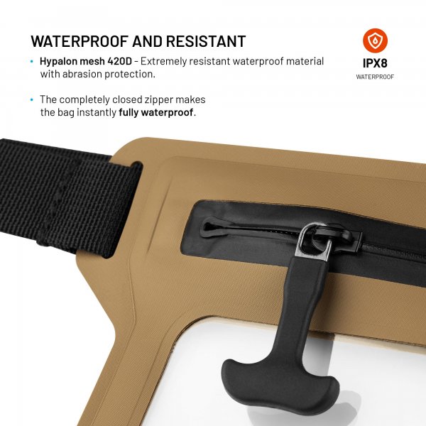 Kiinteä vedenkestävä suojakuori matkapuhelimelle Dry Belt Khaki