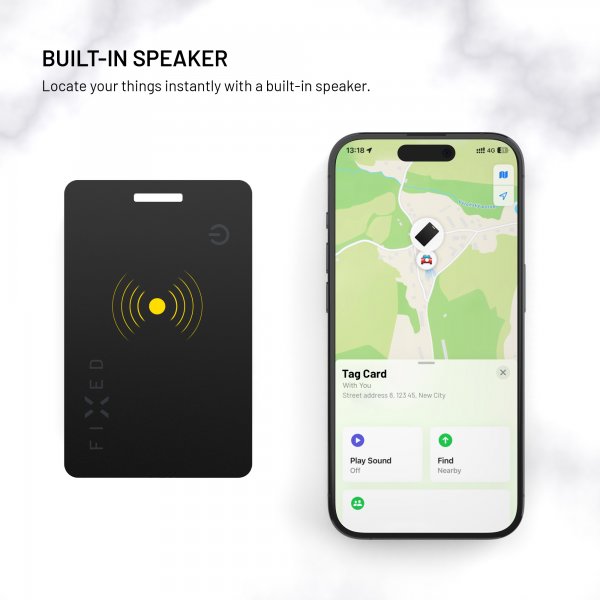 Fixed Tag Card Smart Tracker, musta