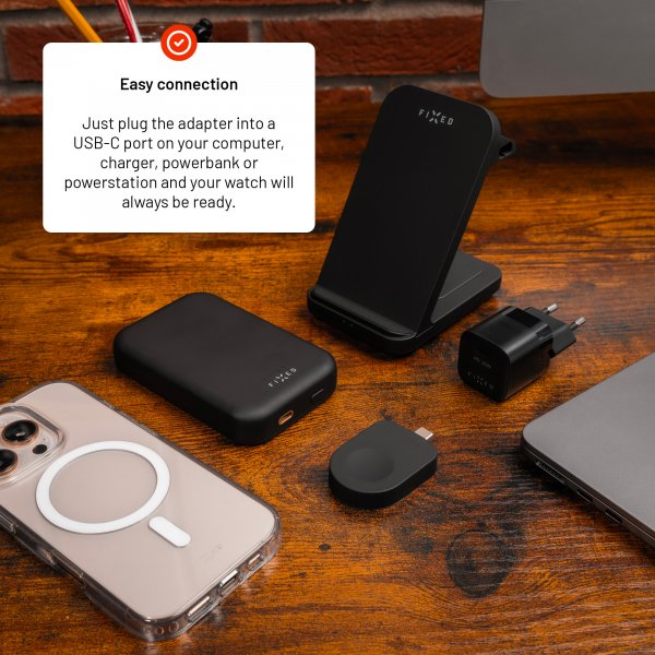 Kiinteä Laturi Apple Watch USB-C Musta