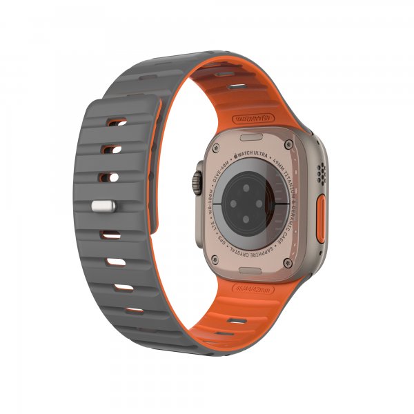 Kiinteä Apple Watch 42/44/45/46mm ranneke silikoni magneettihihna harmaa