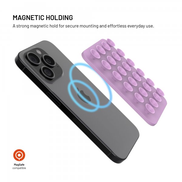 Kiinteä MagSafe-pidike imukupeilla MagMate Pink