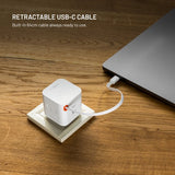 Kiinteä GaN65-laturi, jossa ulosvedettävä USB-C-kaapeli 65 W