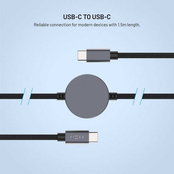 Kiinteä USB-C-kaapeli älykellon latauksella 1,5 m musta