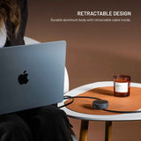 Kiinteä Ulosvedettävä Kaapeli USB-C 100W 1m Musta