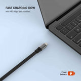 Kiinteä Ulosvedettävä Kaapeli USB-C 100W 1m Musta