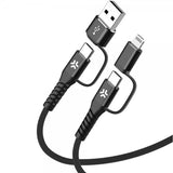 Celly-kaapeli 4 in 1 USB-C/USB-A/Lightning-kaapeli 60 W 2 m