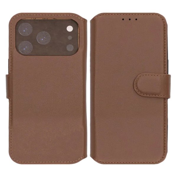 Rvelon iPhone 17 Pro Kotelo Ruskeaa Aitoa Nahkaa