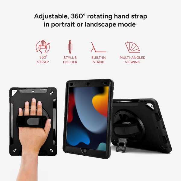 ZAGG iPad 10.2 (gen 7/8/9) Suojakotelo Rugged Tablet Case, musta