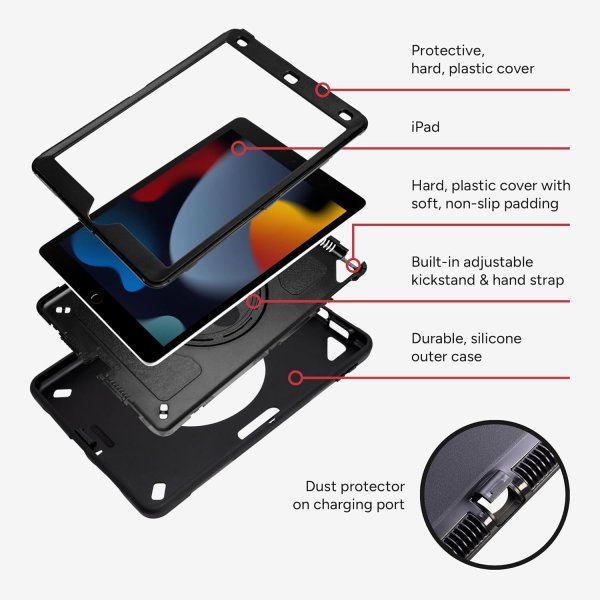 ZAGG iPad 10.2 (gen 7/8/9) Suojakotelo Rugged Tablet Case, musta