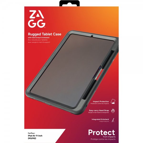 ZAGG iPad Air 11 (M2/M3/M4) Suojakuori Rugged Tablet Case, musta